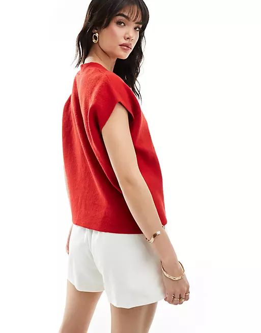 Pieces soft oversized sleeveless vest in red | ASOS (Global)