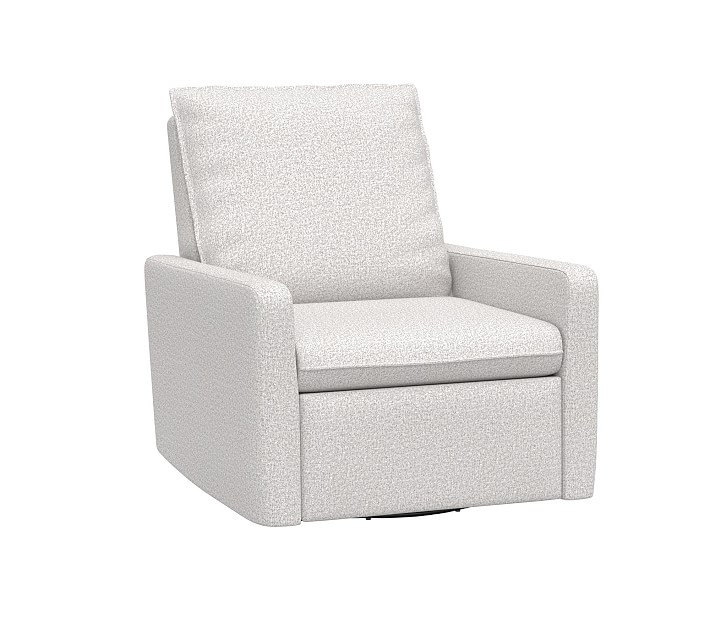 Paxton Power Swivel Glider &amp;amp; Recliner, Chenille Tweed Light Gray | Pottery Barn Kids