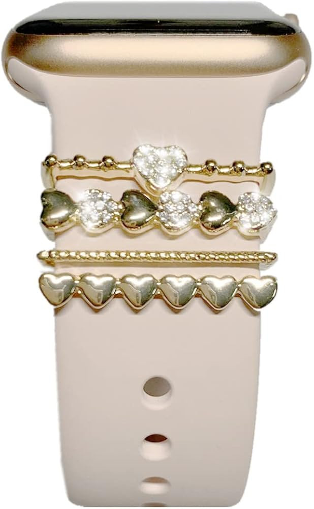 1 Set Metal Decorative Ring Loops for Apple Watch Series 7 / 6 /5/4/3/2/1 Band Silicone Strap , T... | Amazon (US)