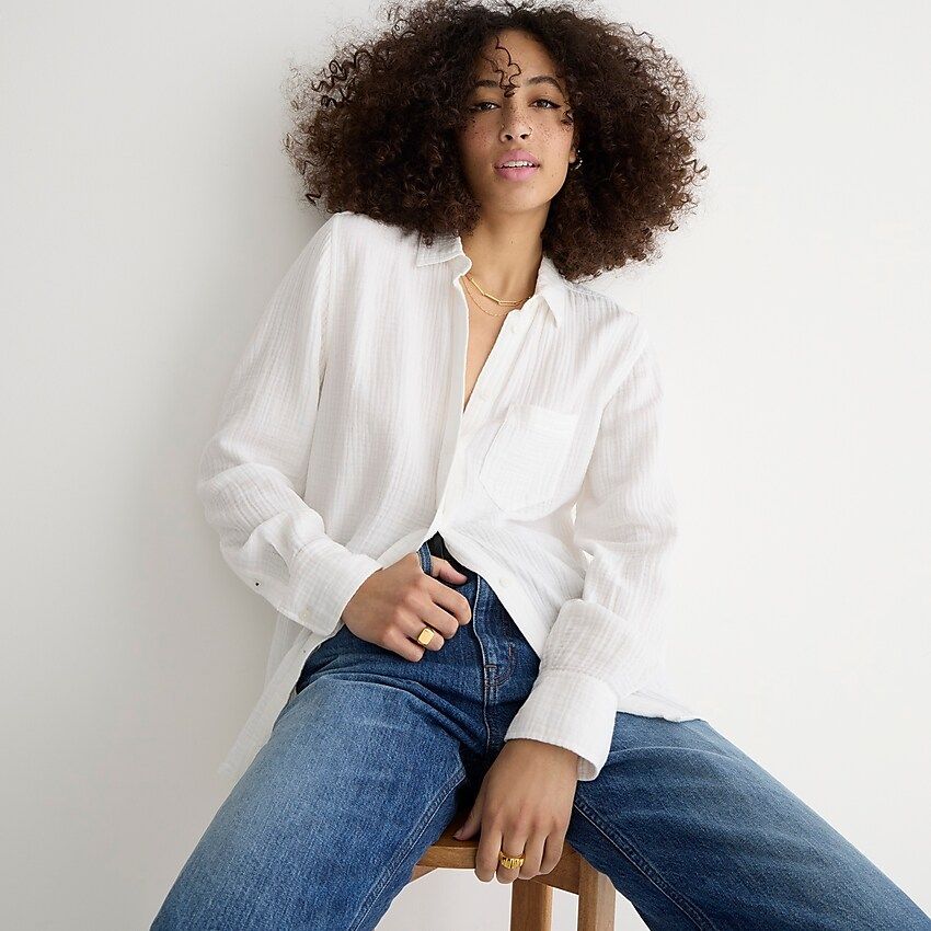 J.Crew: Classic-fit Cozy Gauze Shirt For Women | J.Crew US