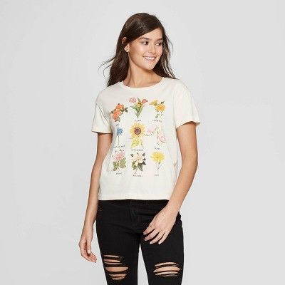 Women's Short Sleeve Crewneck Flower Chart Graphic T-Shirt - Fifth Sun (Juniors') - White | Target