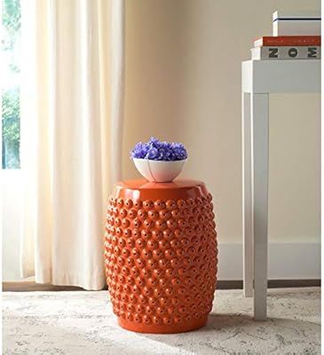 Safavieh Stella Glazed Ceramic Decorative Garden Stool, Orange | Amazon (US)
