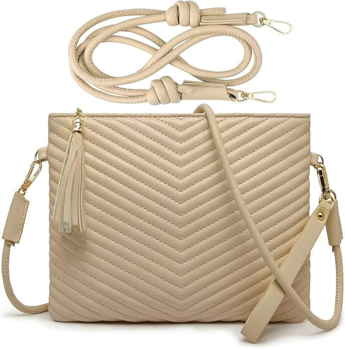 LYPULY Small Crossbody Bags for Women, Trendy Vegan Leather Shoulder Purses, Clutch Wallet with W... | Amazon (US)