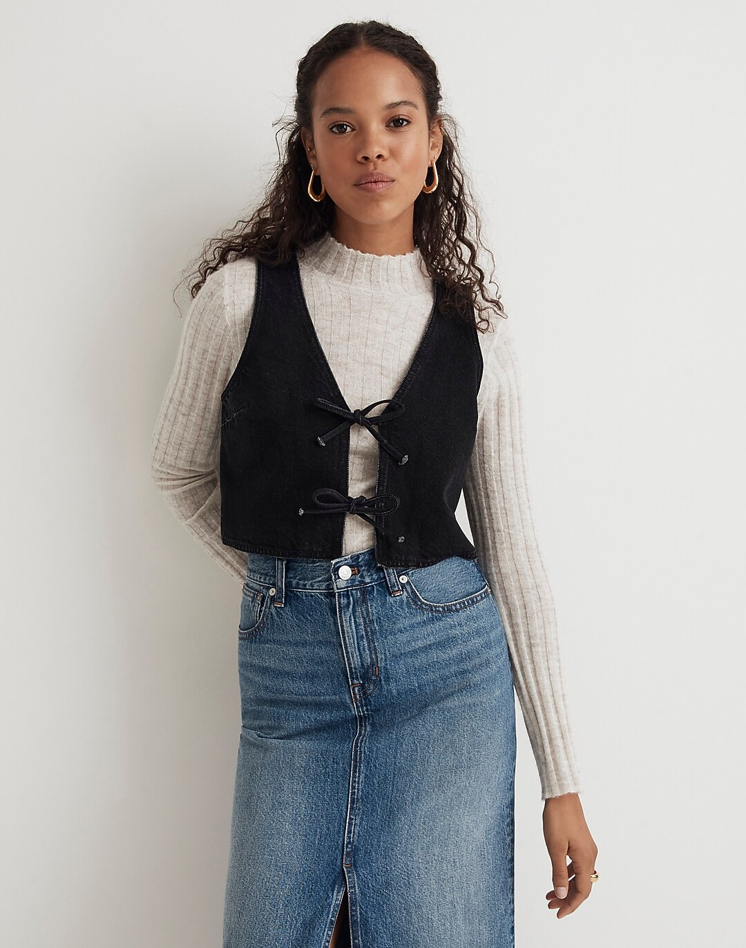 Denim Tie-Front Cropped Vest in Paulsen Wash | Madewell