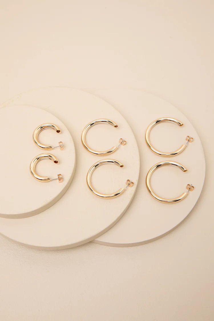 Varina Gold Three-Piece Hoop Earring Set | Lulus