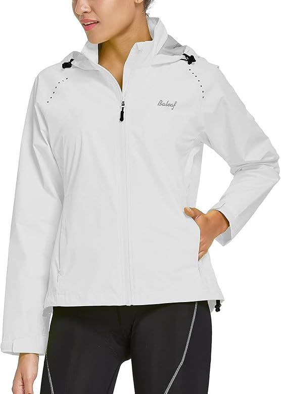 BALEAF Women's Cycling Jacket Waterproof Windbreaker Reflective Running Rain Jackets Hiking Golf Pac | Amazon (US)