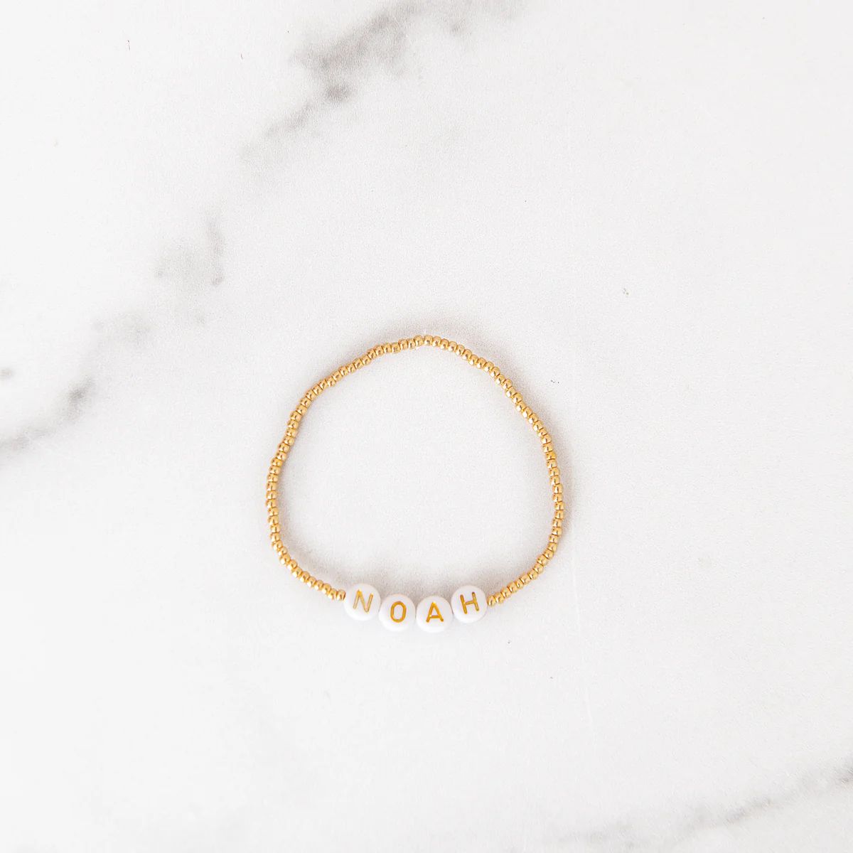 Personalized 1 mm Gold Beaded Letter Bracelet | Golden Thread