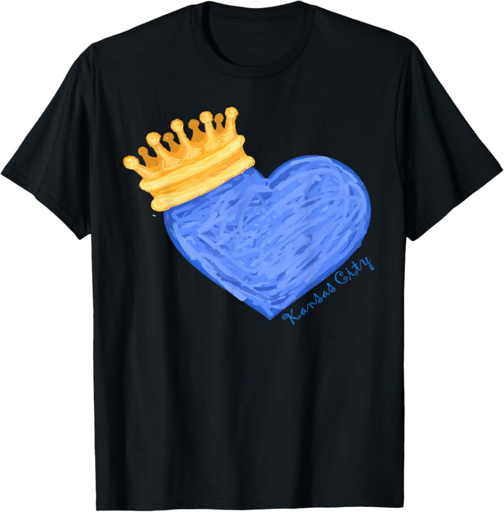 Kansas City Royal Blue Heart and Crown T-Shirt T-Shirt | Amazon (US)