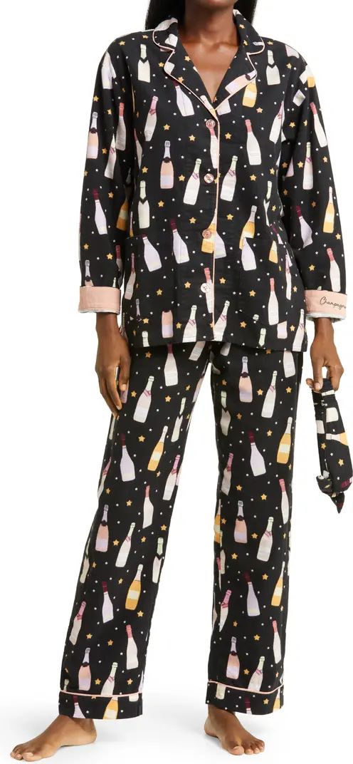 PJ Salvage Long Sleeve Cotton Flannel Pajamas & Headband Set | Nordstrom | Nordstrom