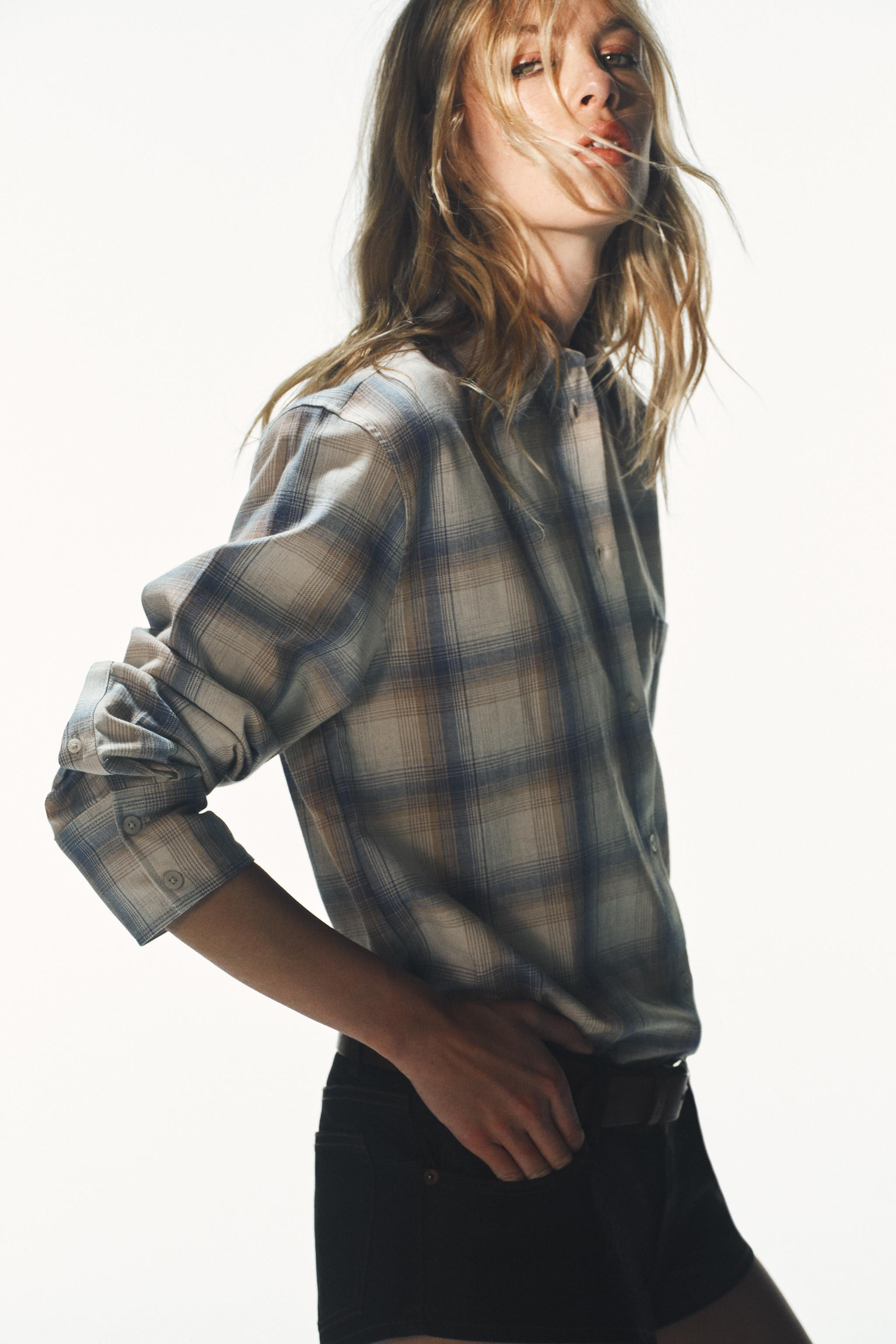 OVERSIZE CHECK SHIRT WITH POCKET | Zara UK