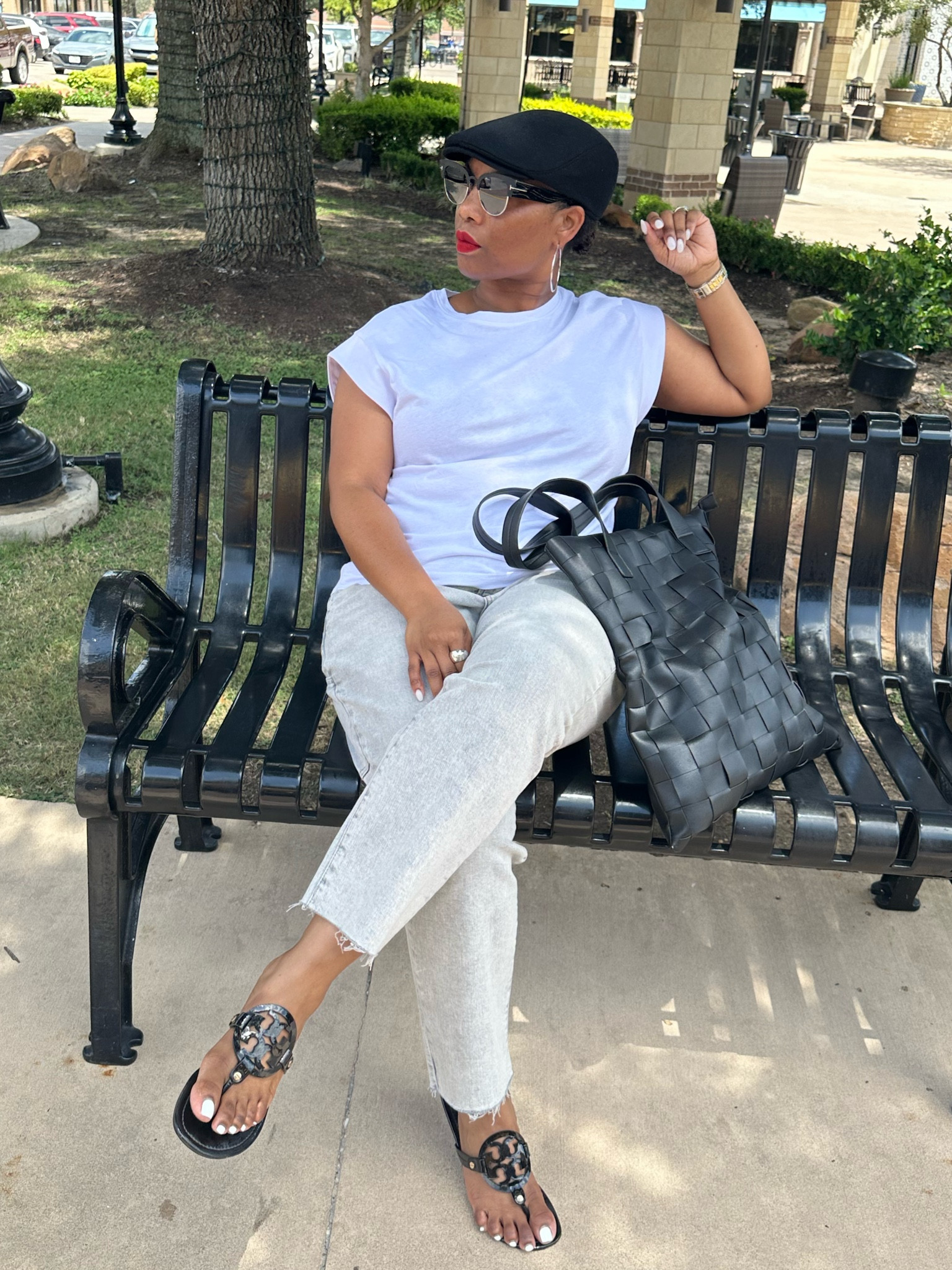 Keeping it simple! The perfect shopping outfit! Nothing says effortlessly chic like a white top, light gray jeans with black shoes & accessories.

#momoutfit #casualstyle #casualoutfit #classicoutfit 

#LTKfamily #LTKFind #LTKstyletip