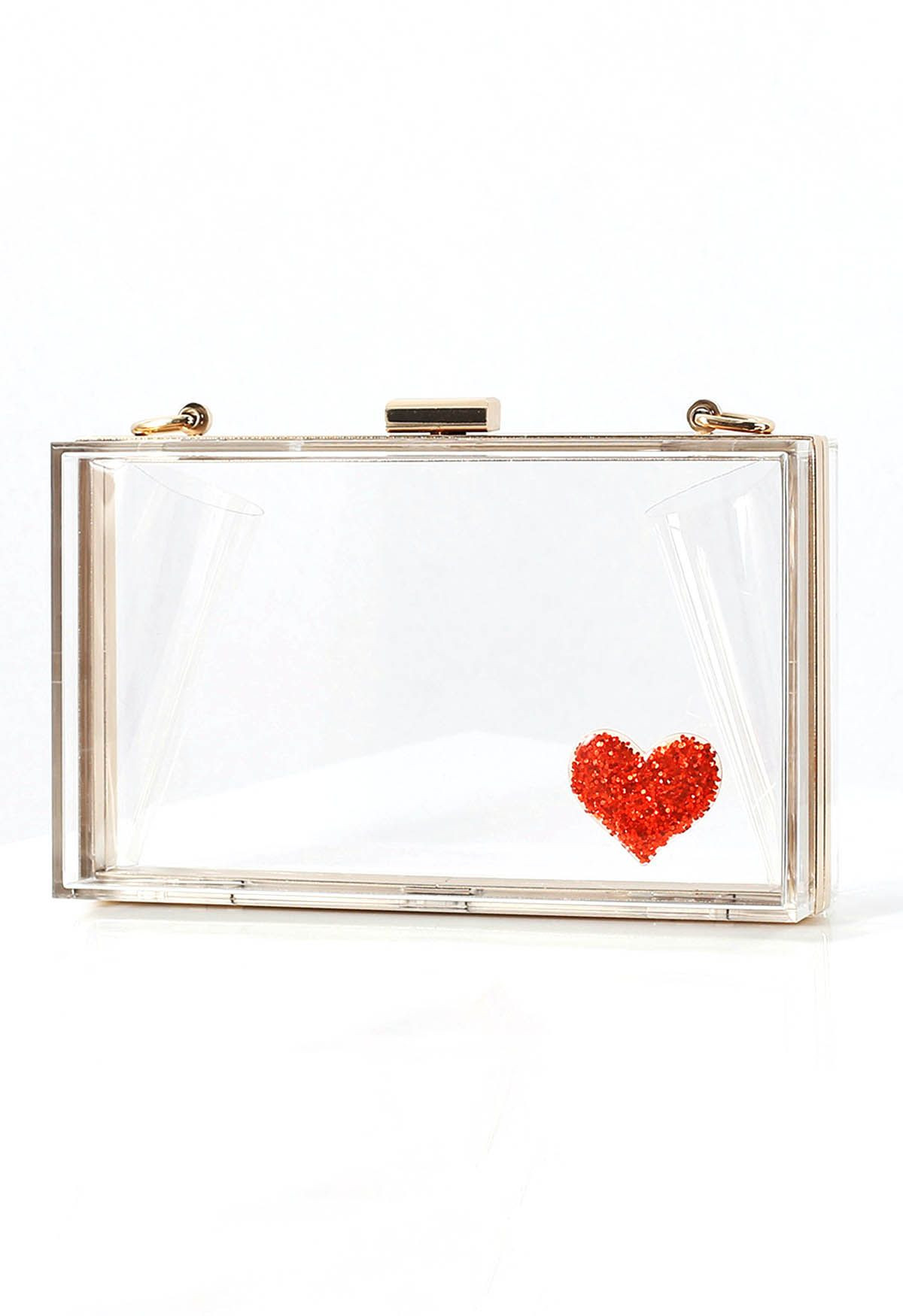 Red Heart Translucent Pearl Clutch in White | Chicwish