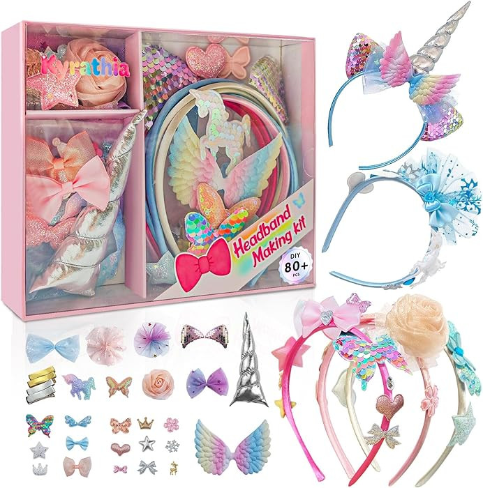 kyrathia DIY Headband Making Kit, Hair Accessories for Girls, Arts and Crafts for Kids Ages 6-8, ... | Amazon (US)