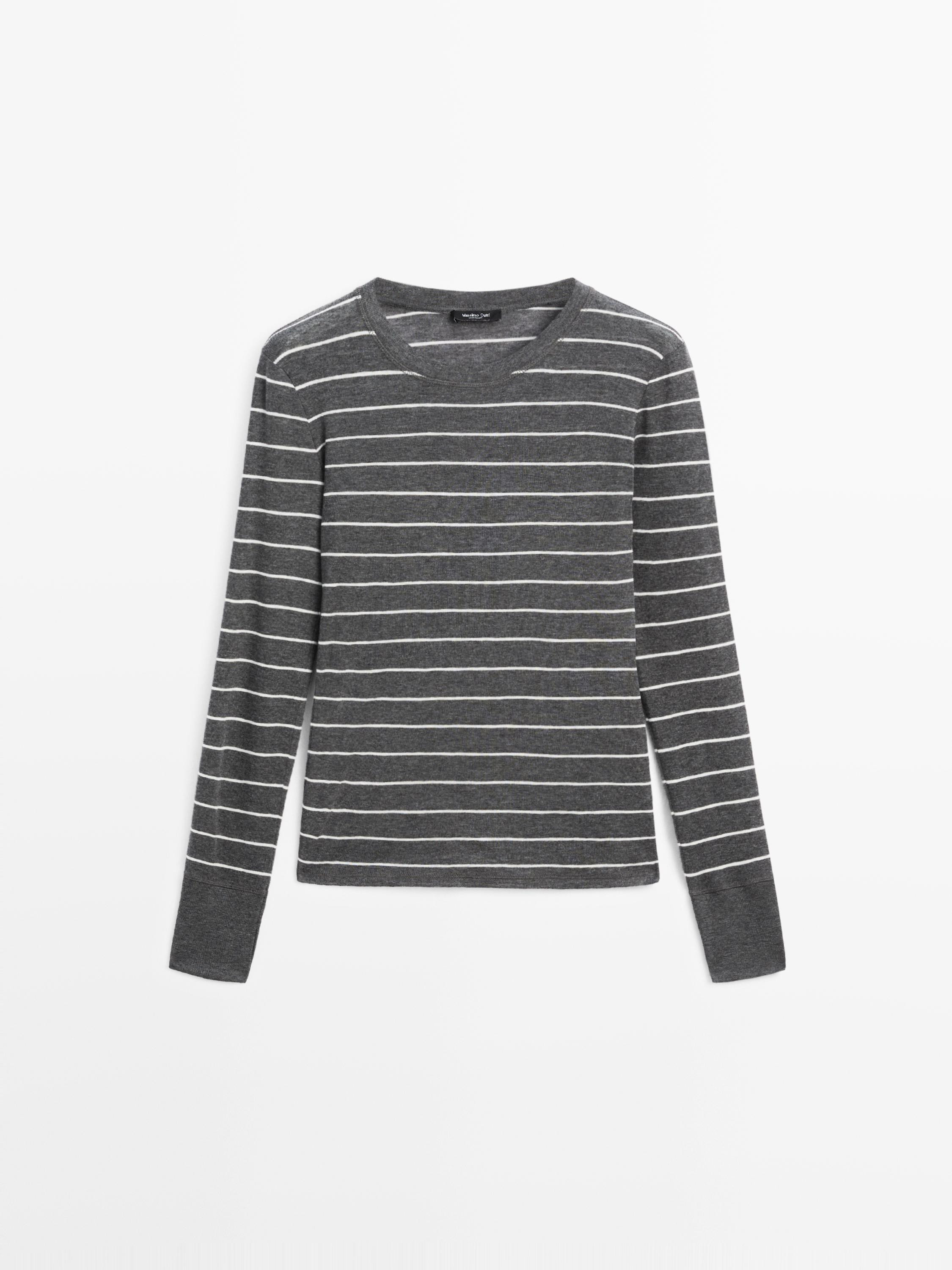 Lightweight striped long sleeve T-shirt | Massimo Dutti UK