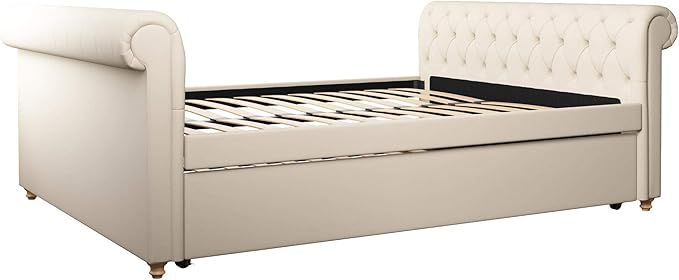 DHP Sophia Upholstered Queen Size Full Trundle, Tan Linen Daybed, | Amazon (US)