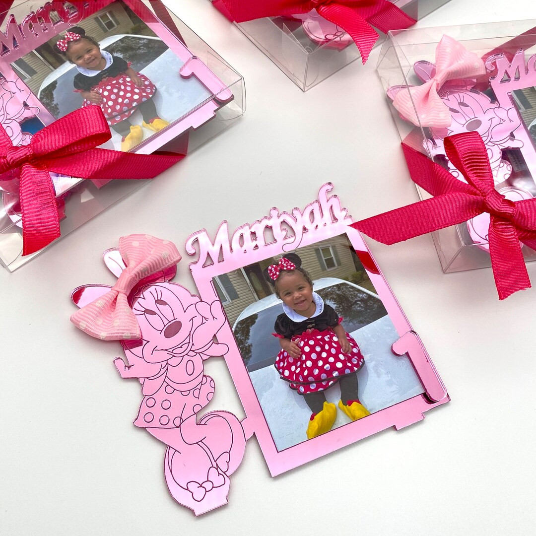 Minnie Mouse Party Favors for Kids, Pink Birthday Frame, Personalized Birthday Favours, Baby Show... | Etsy (US)