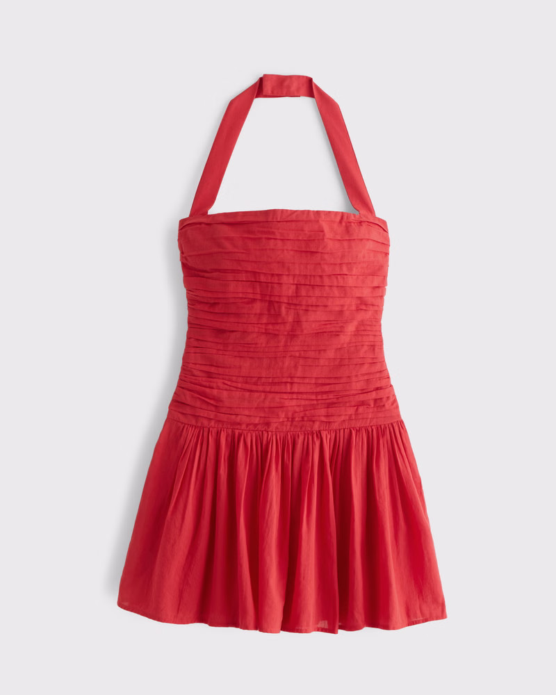 The A&F Emerson Drop-Waist Halter Mini Dress | Abercrombie & Fitch (US)