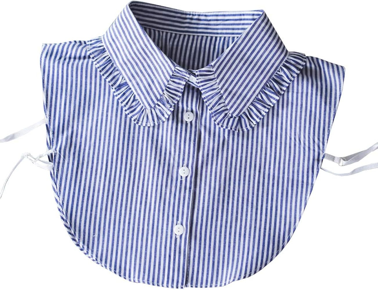 Shinywear Fake Collar Detachable Dickey Blouse for Women Dickies Half Shirts, Ruffled Faux False ... | Amazon (US)