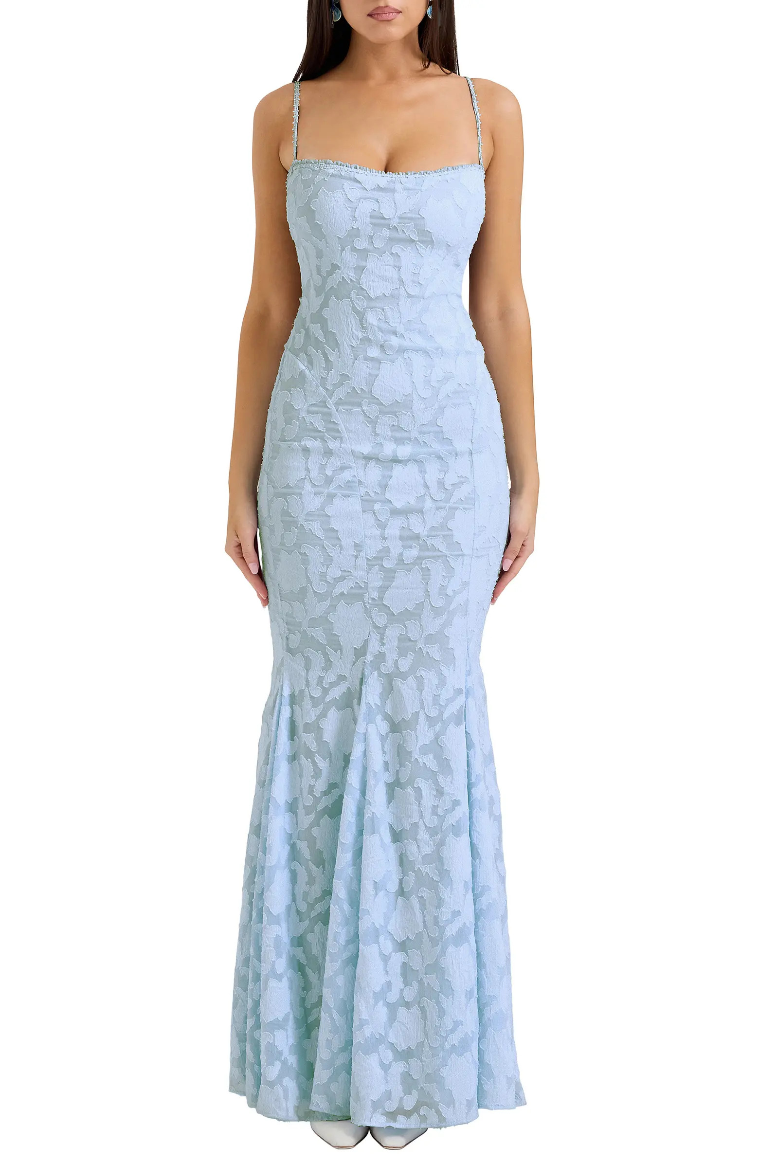 Joan-B Back Lacing Floral Jacquard Dress | Nordstrom