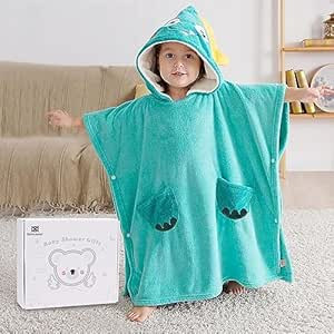 Bebamour Baby Bath Towels，Baby Hooded Towel Bath Washcloth Set with Cute Design(Green) | Amazon (US)
