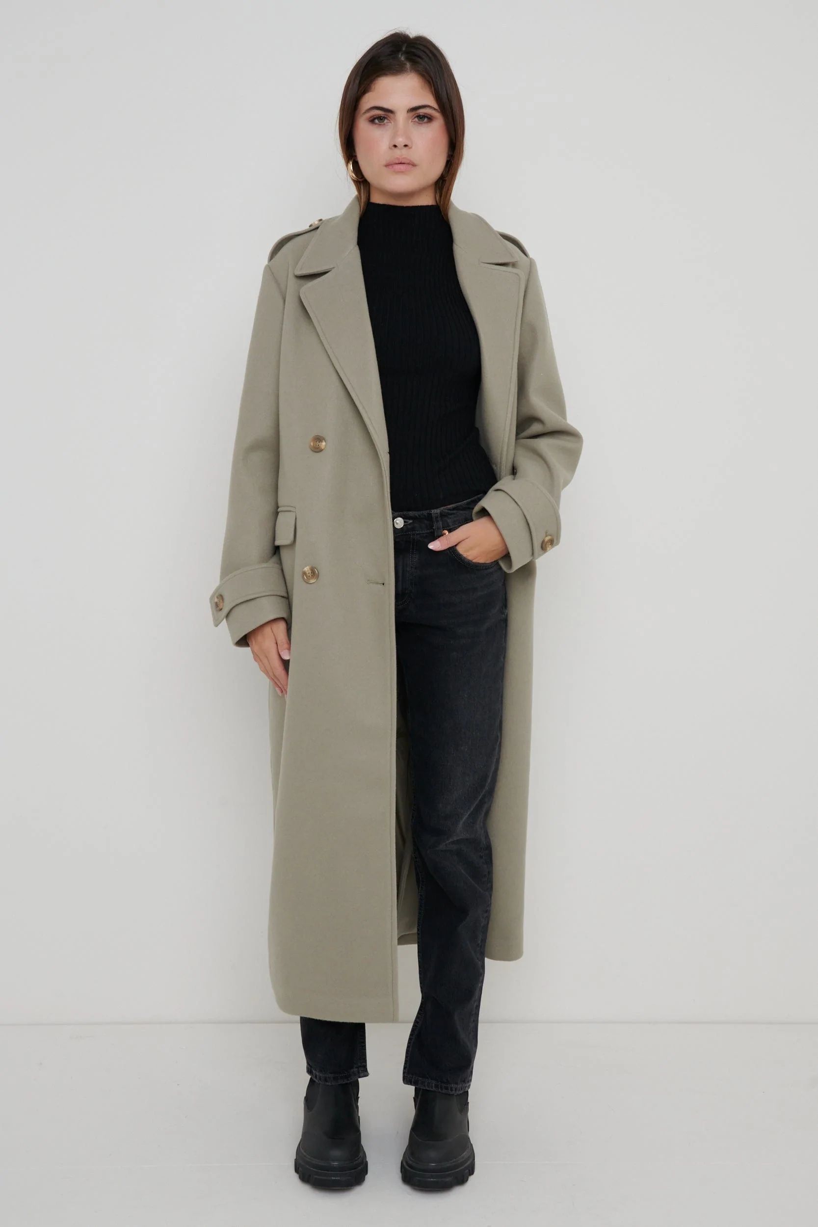 Harice Oversized Tailored Coat - Olive | Pretty Lavish (UK)