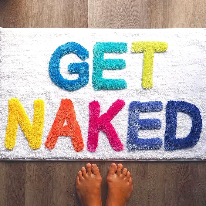 Get Naked Bath Mat Rainbow Funny Cute Colorful Bathroom Rugs Multicolor White Rug Shower Funny Ba... | Amazon (US)