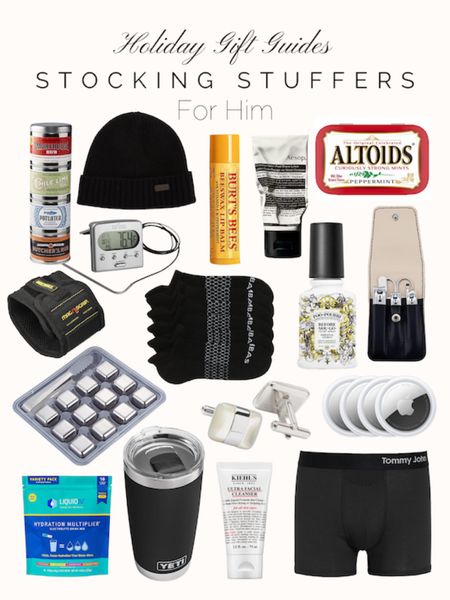 This list of stocking stuffers for him has a something for every man. From cufflinks and AirTags to grilling spices and whiskey cubes! 

#LTKSeasonal #LTKGiftGuide #LTKHoliday