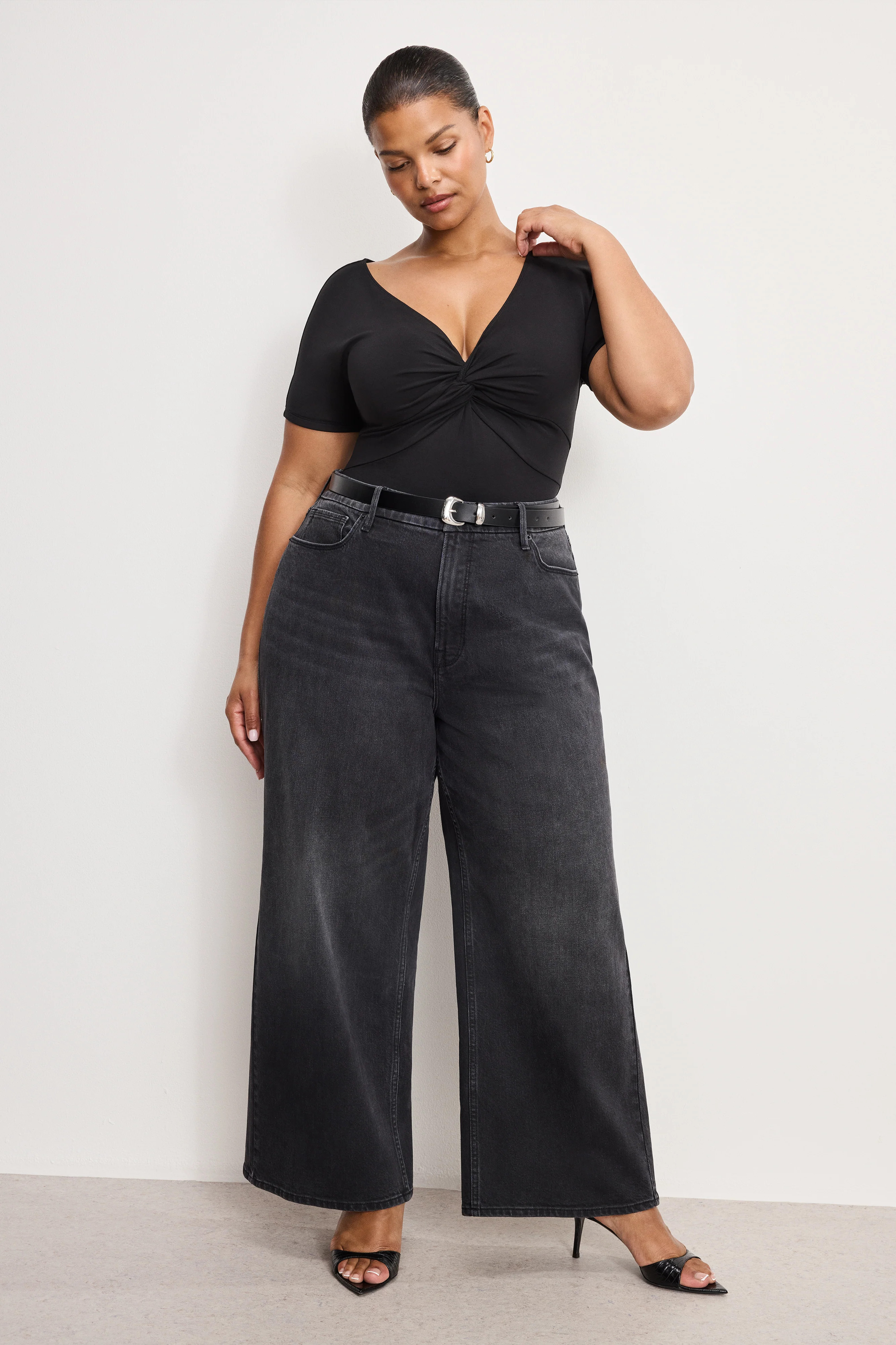 GOOD SKATE CROPPED WIDE JEANS | BLACK407 - GOOD AMERICAN | Good American