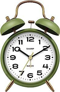 SHARP Twin Bell Alarm Clock, Loud Alarm Great for Heavy Sleepers - Stylish Matte Finish with Rust... | Amazon (US)