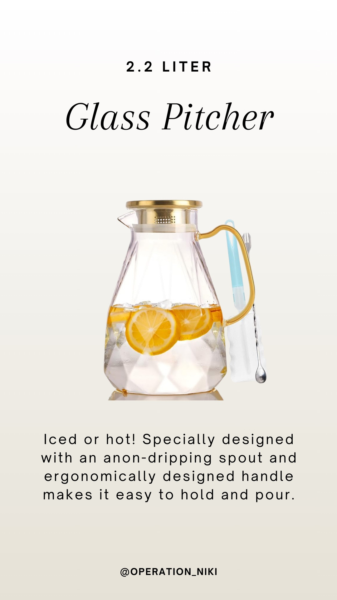 Aesthetic and useful! From the fridge to events or spring days. This pitcher has a no spill technology that makes life so much easier ✨

➡️ Follow for more @OPERATION_NIKI on IG, TikTok, & Facebook sahm, mom essentials, kitchen clean, home appliances, life hack, work from home, cleaning products, home, cleaning inspo, kitchen ideas, winter outfit, fall vacation, holiday outfit, holiday dress, wedding guest dress, stay at home mom, deep clean, kitchen restock, cleantok, refill, kitchen home appliances, organization 

#LTKStyleTip #LTKHome #LTKParties