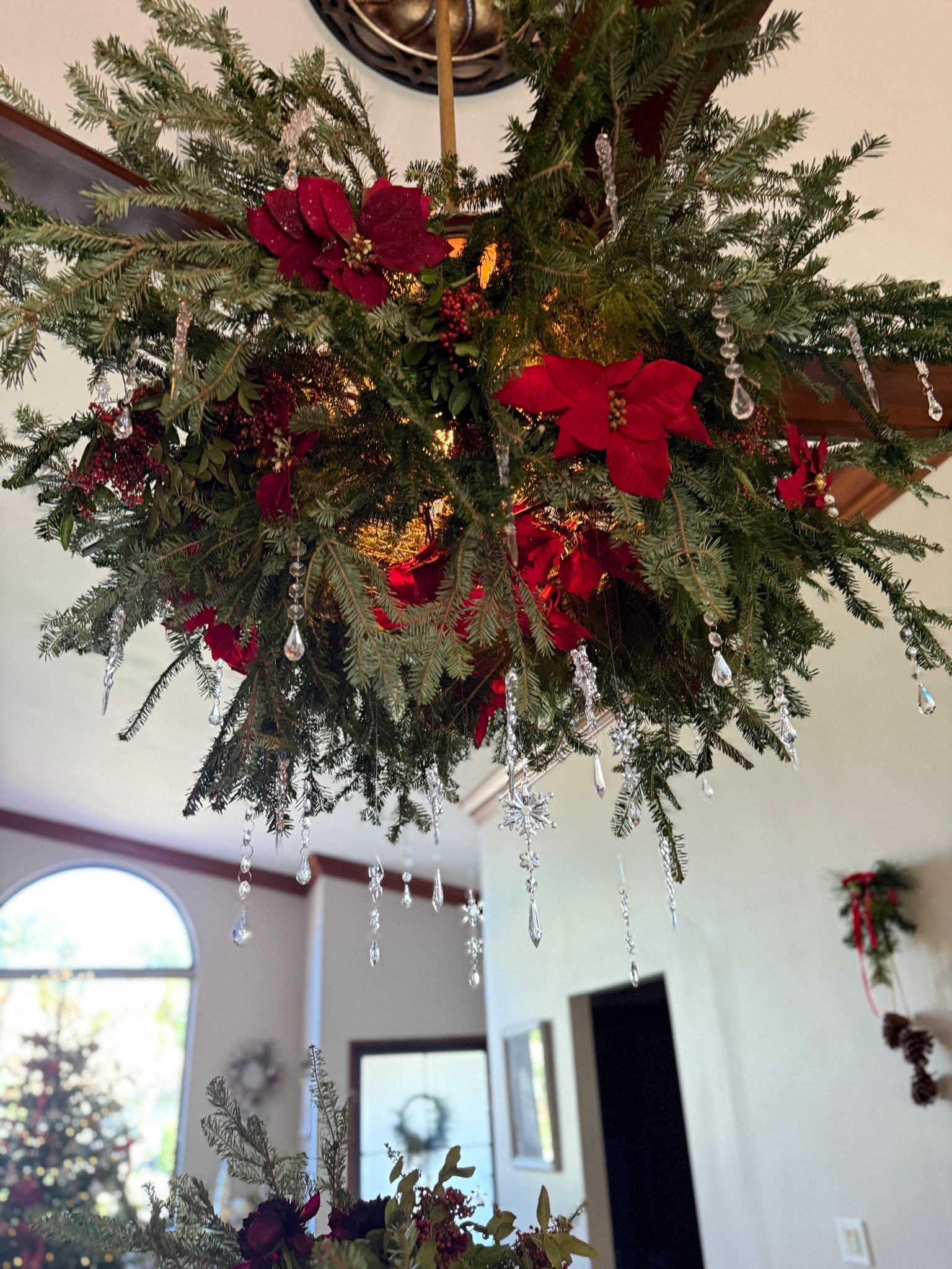 DIY Christmas real floral chandelier 

#LTKHome #LTKSeasonal #LTKHoliday