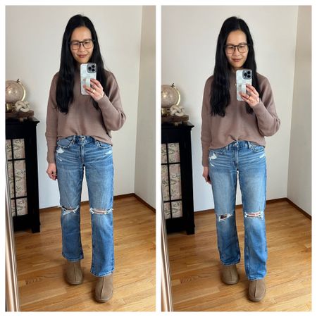 AE Stretch Curvy Ripped Jeans, TTS, wearing a 6, regular length on left, long length on right, I’m 5’9”


#LTKsalealert