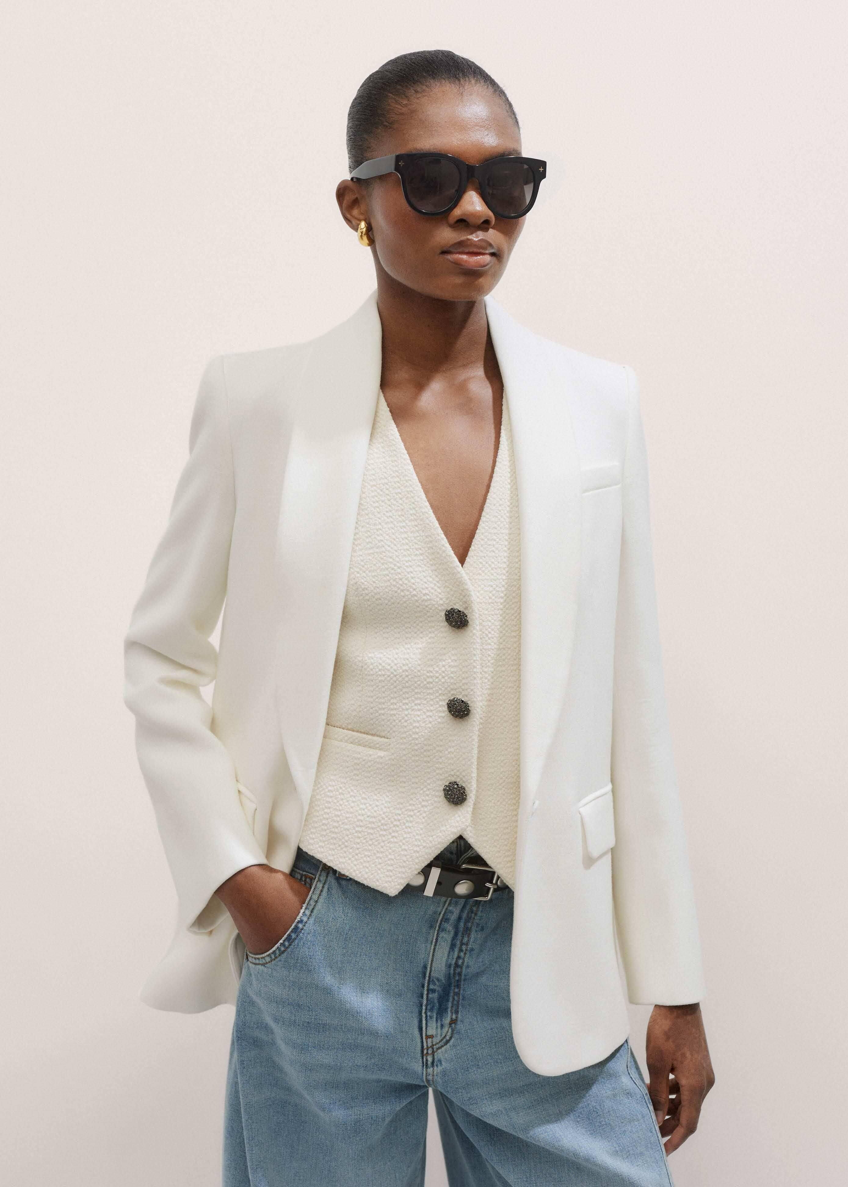 Women's Ivory Forever Shawl Collar Tux Blazer | ME+EM | ME+EM Global (Excluding US)