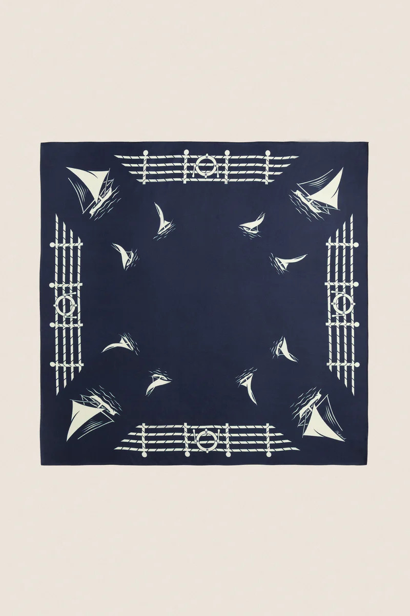 Navy Ships Medium Silk Scarf | Tuckernuck (US)