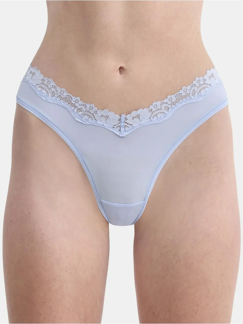 No Boundaries Women's Body Base Low Rise Thong with Lace Panty, Sizes XS to XXXL | Walmart (US)