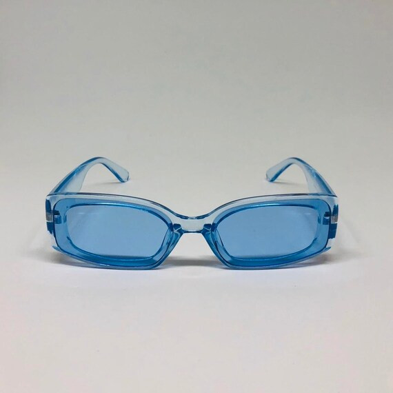 Awesome Rectangular Transparent Blue Frame and Blue Lens - Etsy | Etsy (US)