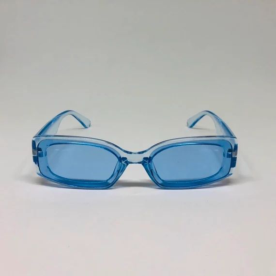 Awesome Rectangular Transparent Blue Frame and Blue Lens - Etsy | Etsy (US)