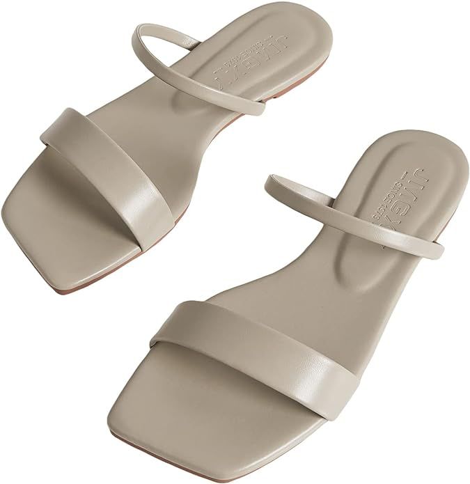 GORGLITTER Women's Open Toe Flat Sandals Two Strap Slip On Summer Slides | Amazon (US)