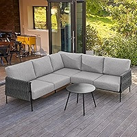 EAST OAK Life Chatter Patio Furniture Set 5 Pieces, Outdoor Furniture 5-Seat Sofa with Two Round ... | Amazon (US)