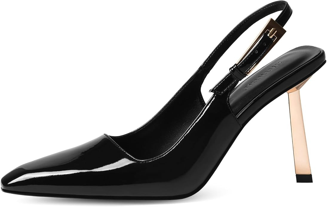 iiimmu Slingback Heels for Women Closed Toe 3.5IN / 4IN Kitten Heels Women Pumps Square Toe Heele... | Amazon (US)