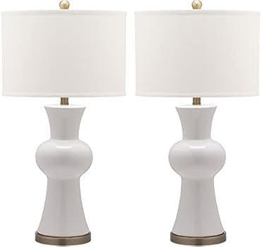 SAFAVIEH Lighting Collection Lola Modern Column White Ceramic 30-inch Bedroom Living Room Home Of... | Amazon (US)