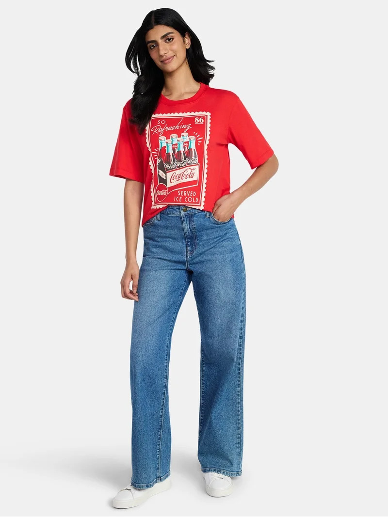 Coca-Cola Women's Boxy Graphic Skimmer Tee, Sizes XXS-XXL | Walmart (US)