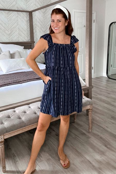 The cutest linen mini dress! Love the print and that it has pockets! Perfect for the 4th of July! Wearing a smalll

#LTKStyleTip #LTKOver40 #LTKFindsUnder50