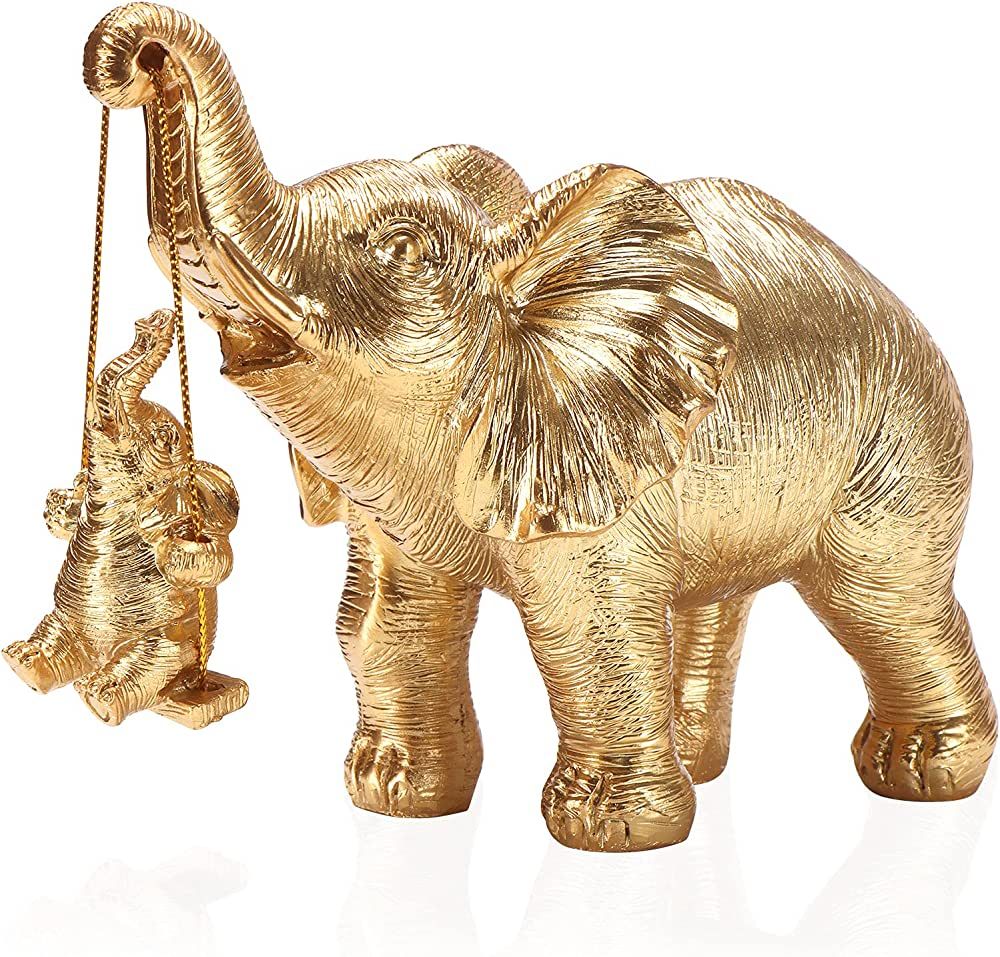 Amazon.com: ZJ Whoest Elephant Statue. Gold Elephant Decor Brings Good Luck, Health, Strength. El... | Amazon (US)