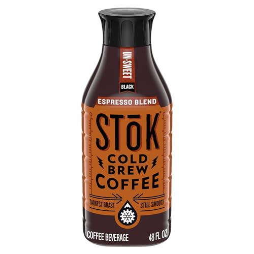 SToK Cold Brew Coffee, Espresso Blend, Dark Roast Brewed Low and Slow, Unsweetened, Black Coffee, 48 FL OZ Bottle | Amazon (US)