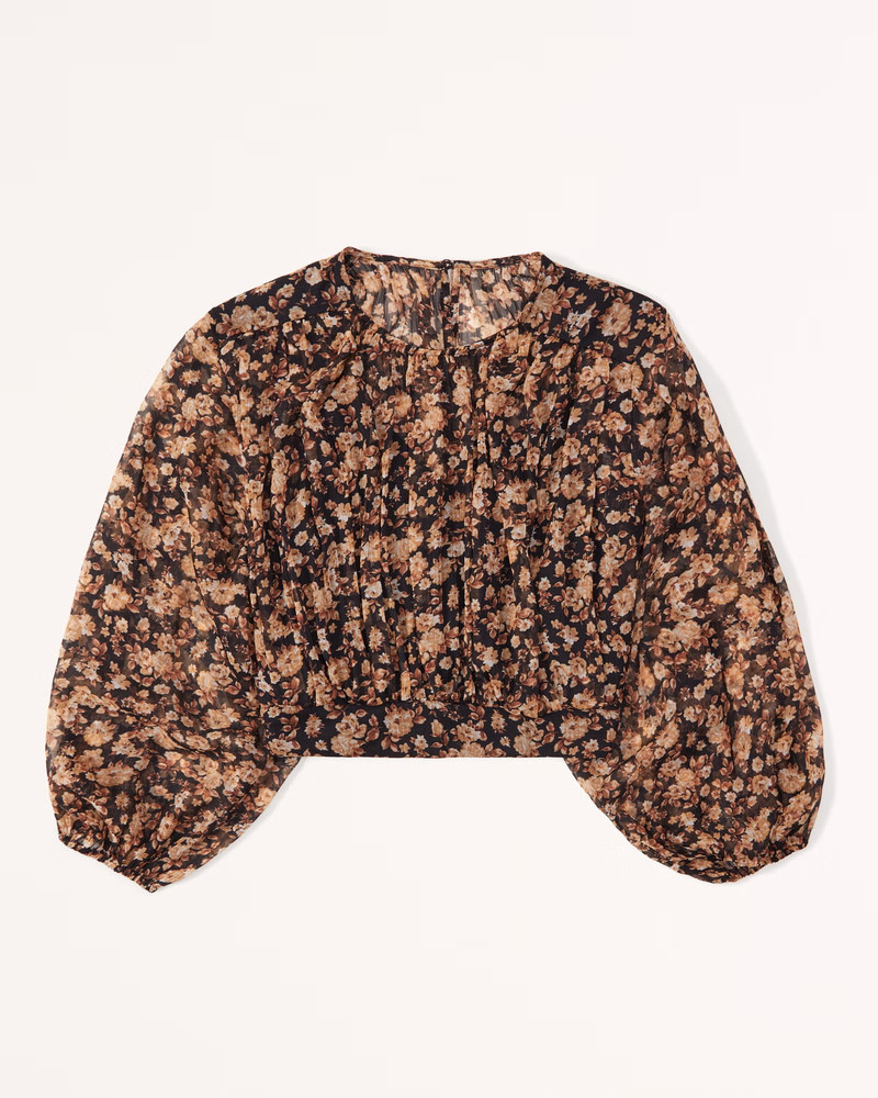 Long-Sleeve High-Neck Puff Sleeve Top | Abercrombie & Fitch (US)