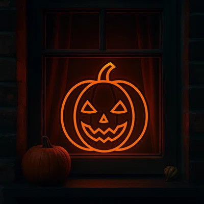 Pumpkin Halloween Neon Sign, Spooky LED Wall Decor - 40X40 Cm | 16"X16in | Wayfair North America