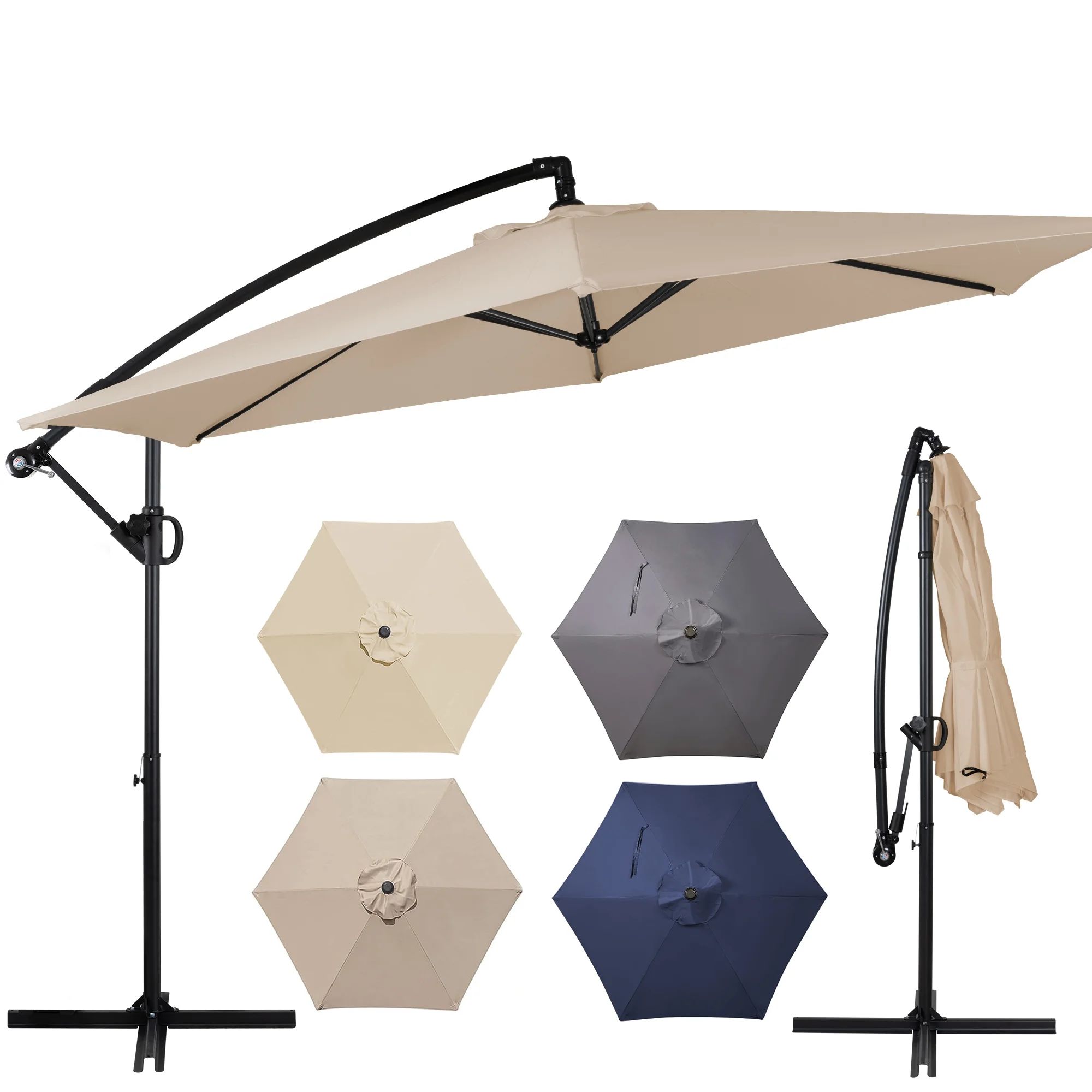 Walsunny Patio Offset Umbrella Easy Tilt Adjustment,Crank and Cross Base, Outdoor Cantilever Hang... | Walmart (US)