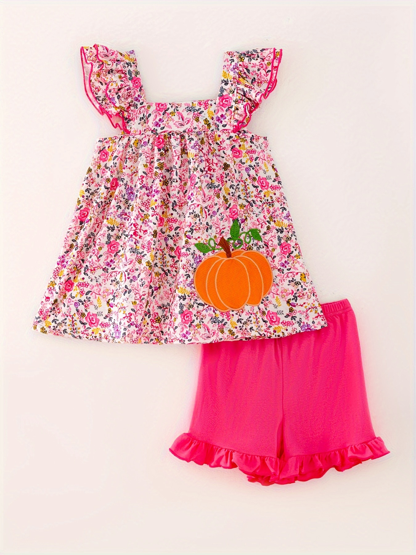 Halloween Girls Pumpkin Floral Print Sleeveless Top Rose Red - Temu | Temu Affiliate Program