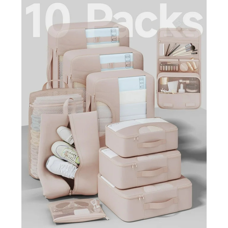 Veken 10 Set Packing Cubes for Travel, Beach Vacation Essentials Accessories for, Suitcase Organi... | Walmart (US)